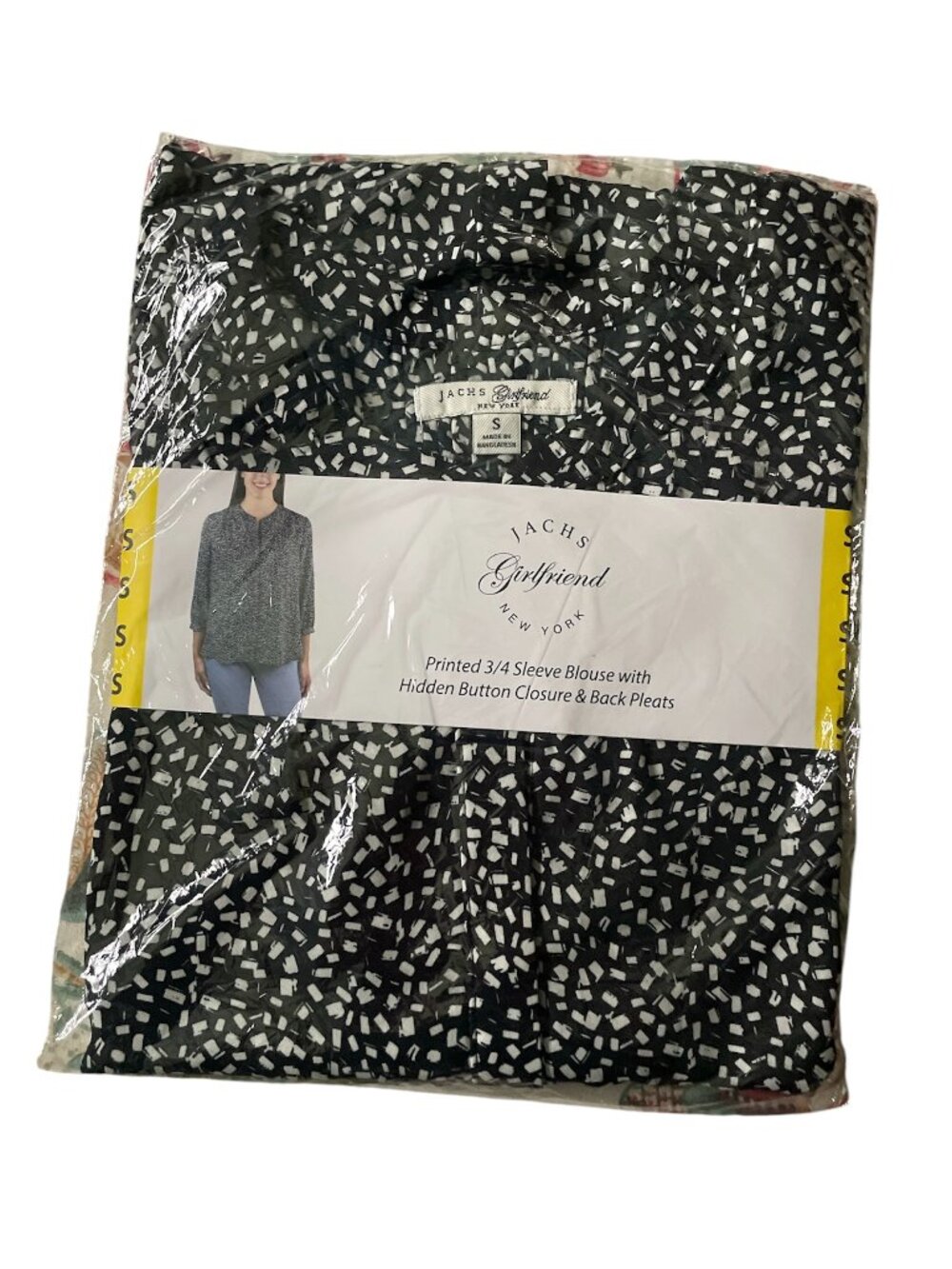 Women's Printed 3/4 Sleeve Blouse, Jachs, S, Black, NWT